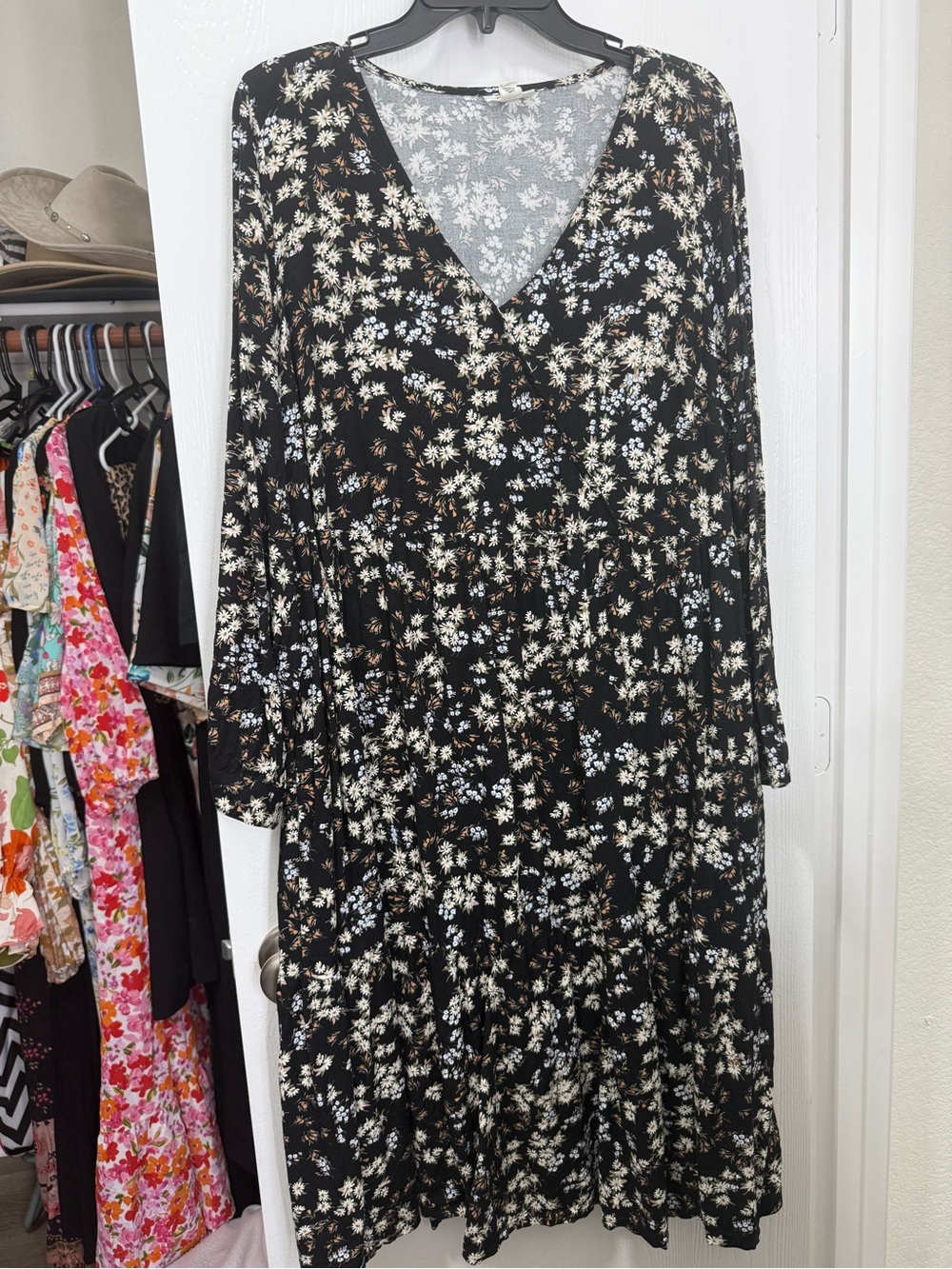 ANA long sleeve floral tiered midi long sleeve dress